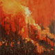 Painting of fire on hillside