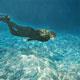 Painting of girl swimming underwater