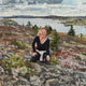 Painting of Karen on Newfoundland coastline hike.