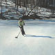 Painting of skater on pond
